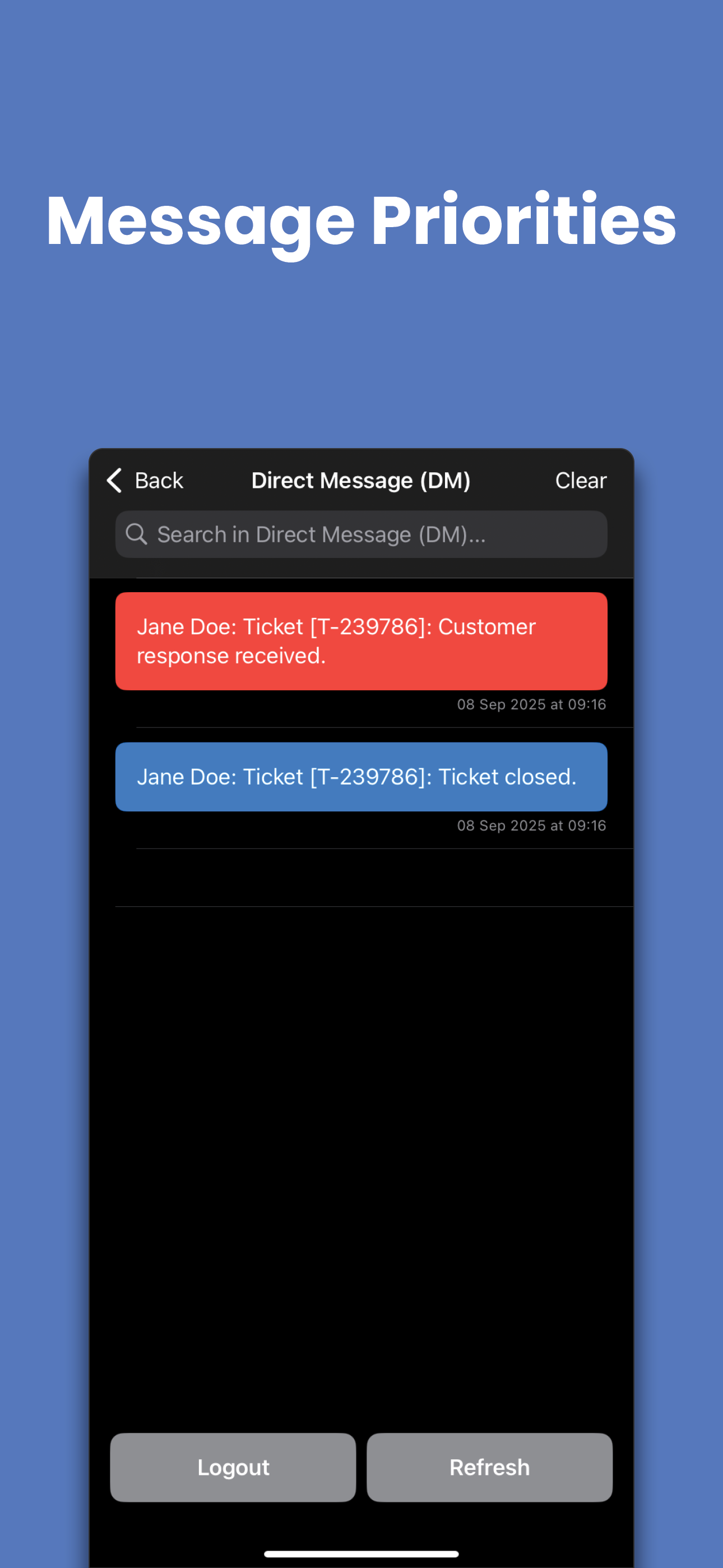 NebulaPager priorities screen